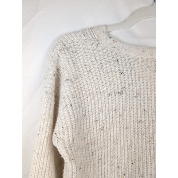 Old Navy Speckled Knit Button Cropped Cardigan Cream Women M Cottagecore Preppy - Picture 7 of 10